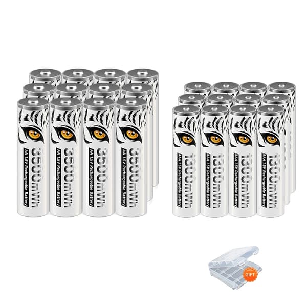 PALO Genopladelige Batterier, Høj Kapacitet 3500mWh AA, Effektiv LCD Oplader,12AA og 12AAA
