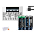 Miniatyrbillede 1 af 2: Genopladelige AA-batterier, 3000mWh kapacitet, CE-certificeret kvalitet,1 oplader 8 batterier