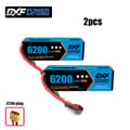 Miniatyrbillede 2 af 2: DXF 3S Lipo-batteri, 6200 mAh kapacitet, 80C afladningsrate,2PCS3S620080CXT90