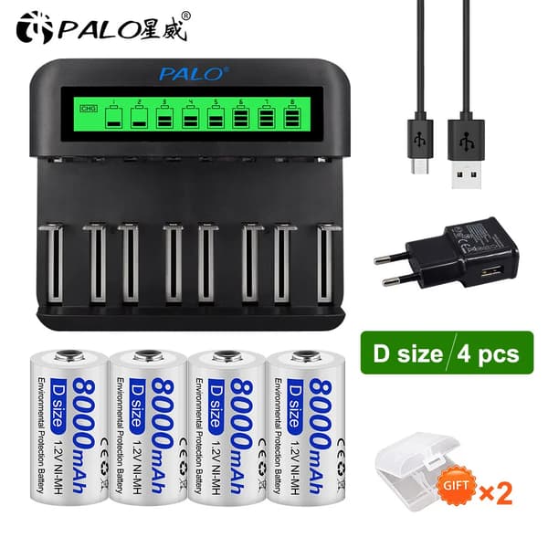 Genopladeligt batteri, høj kapacitet 4000mAh, LCD USB-oplader