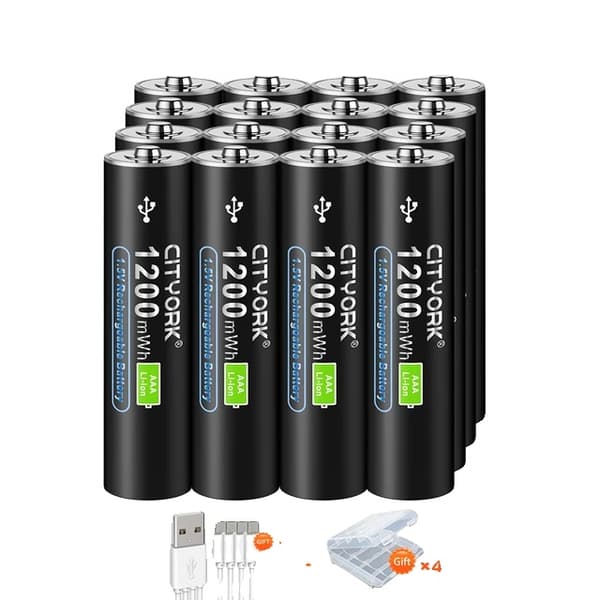 Genopladeligt Lithium Batteri, Høj Kapacitet, USB Genopladeligt, 16 stk AAA-batteri