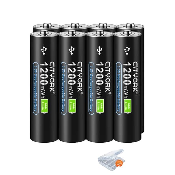 Genopladeligt Lithium Batteri, Høj Kapacitet, USB Genopladeligt, 8 stk AAA-batteri