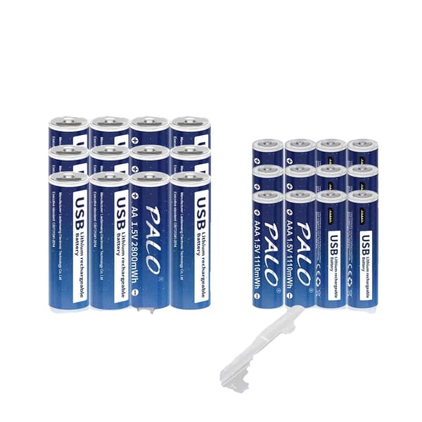 PALO USB genopladelige batterier, 2800mWh AA kapacitet, 1110mWh AAA kapacitet,12AA 12AAA