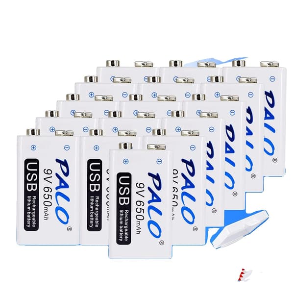 9V USB genopladeligt batteri, 650mAh kapacitet, miljøvenligt design,9V, 16 stk.