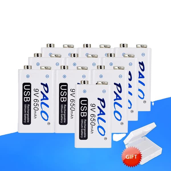 9V USB genopladeligt batteri, 650mAh kapacitet, miljøvenligt design,9V, 10STK