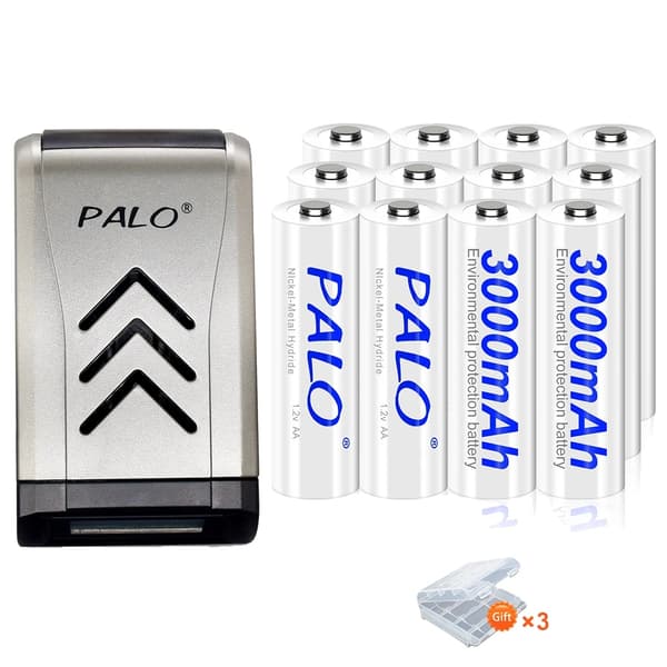 Genopladelige batterier, 100% originale, forudopladede, 12 batteri 1 oplader