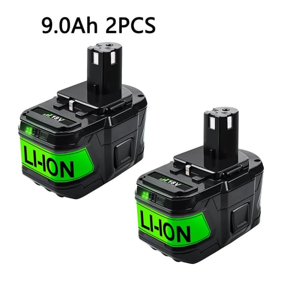 Ryobi 18V Lithium-ion Batteri, Højkapacitetsmuligheder, Genopladelig Bekvemmelighed,2 PAK 9.0Ah