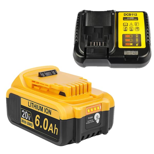 Camason 6Ah Lithium Ion Batteri, Kompatibel med D*w*lt Værktøj, LED Strømindikator,6Ah Sæt