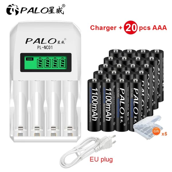 Uppladdningsbara AAA-batterier, 1100mAh kapacitet, Idealiska för termometrar och dörrklockor., 20 batteri 1 laddare