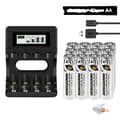 Miniatyrbillede 1 af 2: Genopladelige AA Lithium Batterier, Høj Kapacitet 3500mWh, LCD Oplader Inkluderet,12 batteri 1 oplader
