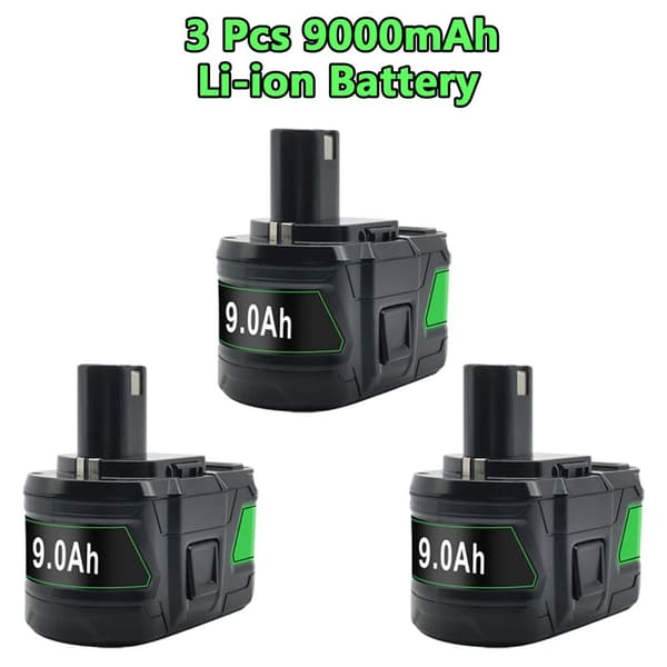 18V 9000mAh Batteri, Lang Driftstid, Bred Kompatibilitet,3 stk 9000mAh