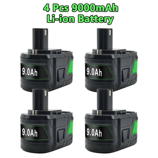 18V 9000mAh Batteri, Lang Driftstid, Bred Kompatibilitet,4 stk. 9000mAh
