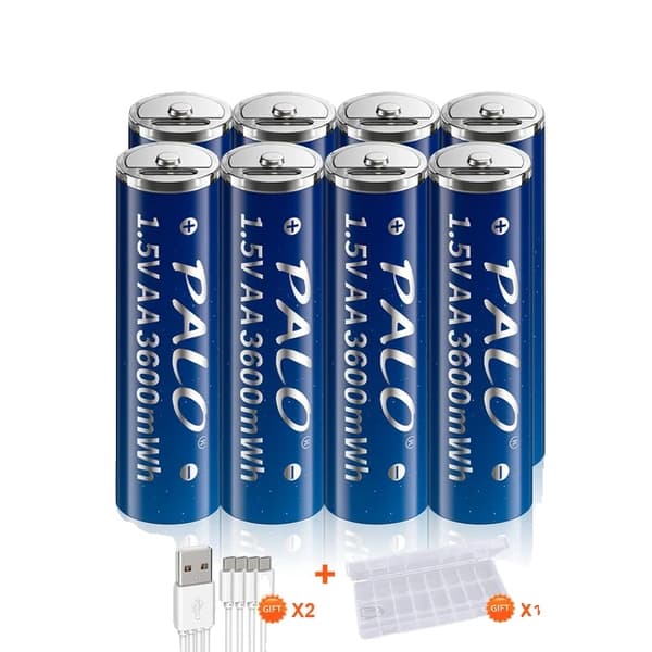Genopladeligt Lithium-ion Batteri, 15V Kapacitet, USB Hurtig Opladning, 8 stk AA-batteri