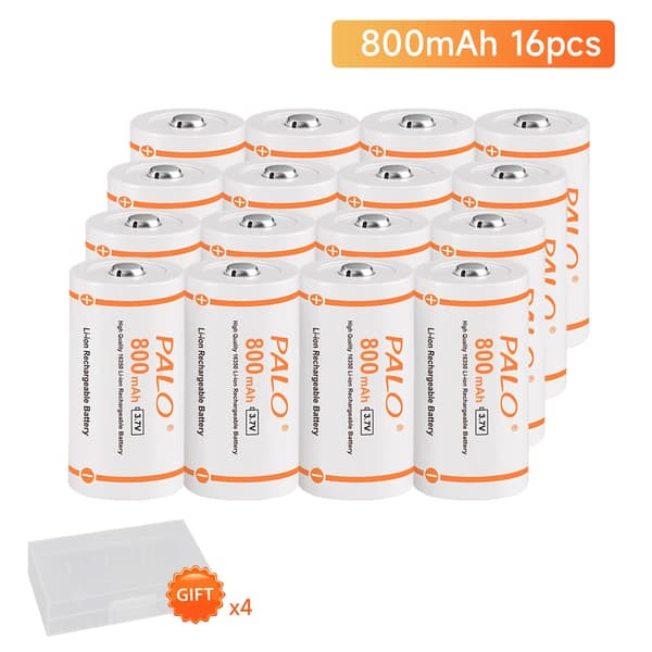 Genopladelige CR123A Batterier, 800mAh Kapacitet, Li-ion Teknologi, 16PCS CR123A