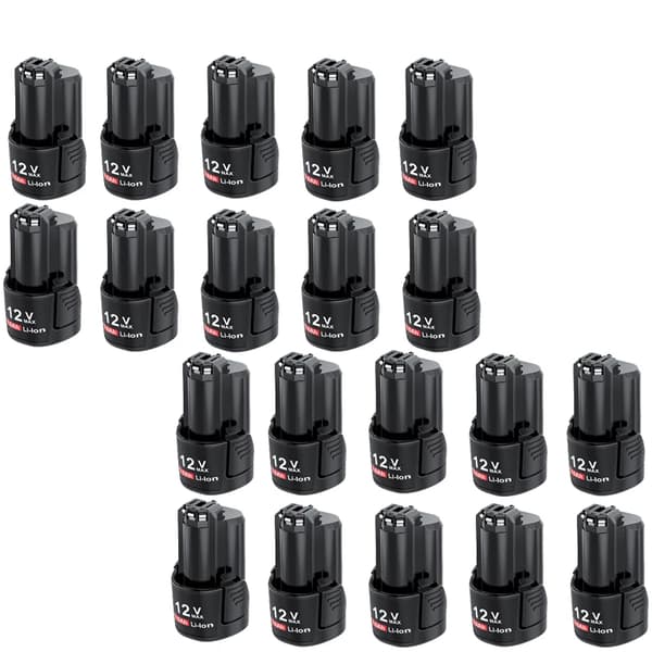12V Li-ion genopladeligt batteri, 3000mAh kapacitet, kompatibelt med Bosch modeller,20 stk.