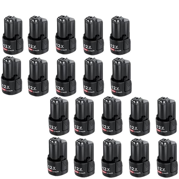 12V Li-ion genopladeligt batteri, 3000mAh kapacitet, kompatibelt med Bosch modeller,20 stk.