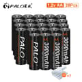 Miniatyrbillede 2 af 2: PALO AA Genopladeligt Batteri, 3000mAh Kapacitet, 1.2V Spænding,28 stk AA-batteri