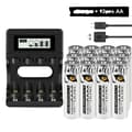 Miniatyrbillede 1 af 2: Genopladelige AA-batterier, 3500mWh kapacitet, USB-oplader inkluderet,12AA 1Lader