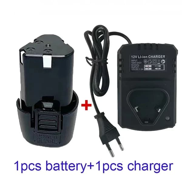 12V Lithium-Ion Batteri, 9800mAh Kapacitet, Egnet til Elektriske Skruetrækkere,1batteri.1oplader