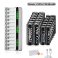 Miniatyrbillede 2 af 2: PALO Genopladelige Batterier, 3000mAh AA Kapacitet, 1100mAh AAA Kapacitet,12AA 12AAA 1 Oplader