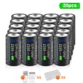 Miniatyrbillede 2 af 2: CITYORK CR123A Genopladeligt Batteri, 2550mWh Kapacitet, USB Opladning,20 stk 16340 batteri