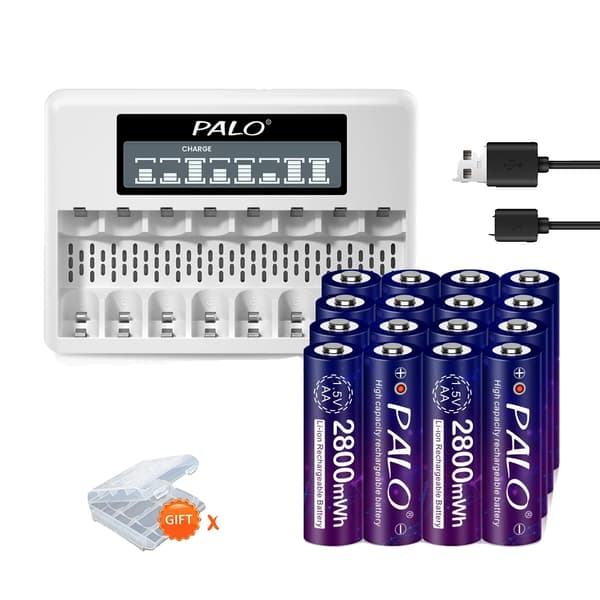 1,5V AA Genopladeligt Li-ion-batteri, 2800mwh kapacitet, opladning af slots,16batteri 1oplader
