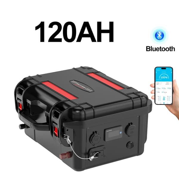 LiFePO4-batteri, 12V, kompakt design,120Ah med Bluetooth