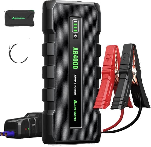 Batteri Jump Starter, 4000A Spidstrøm, 24000mAh Kapacitet, Multifunktionel Nødstrømkilde,AB4000