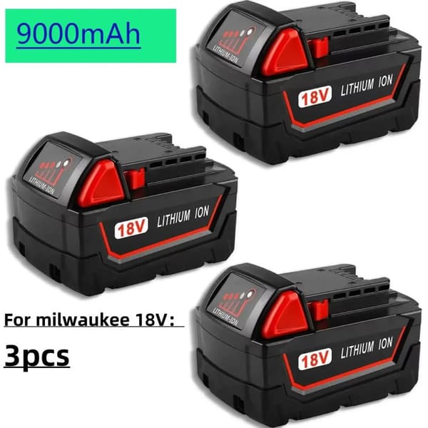 Batteri til elværktøj, lithium-ion, kun batterier,9000mAh 3PCS