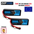 Miniatyrbillede 2 af 2: Lipo-batteri, 8000mAh kapacitet, 11.4V spænding, 130C afladningshastighed,2PCS3S8000130CXT90