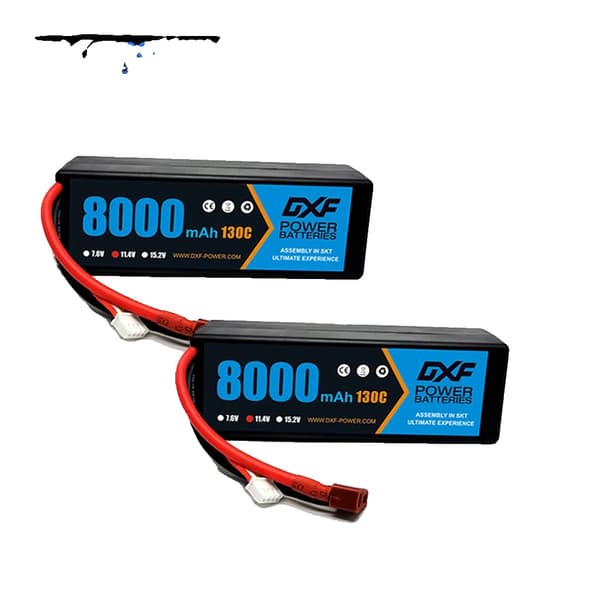 Lipo-batteri, 8000mAh kapacitet, 11.4V spænding, 130C afladningshastighed,2PCS3S8000130CXT90
