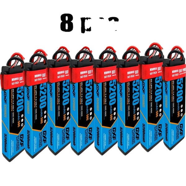 Lipo-batteri, 5200mAh, 7.4V, 50C,8PCS 2S 5200 Deans