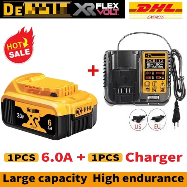 Genopladeligt batteri, lithium-ion, 2000mAh/5000mAh/6000mAh, 20V,6AhX1 OpladerX1