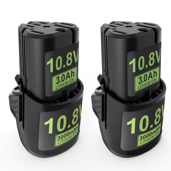 Batteri til elværktøj, 3000mAh kapacitet, 10.8V spænding, Li-ion teknologi,2stk
