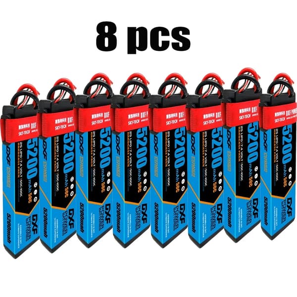 Lipo-batteri, 7.4V, 5200mAh, 50C,8PCS 2S 5200 Deans