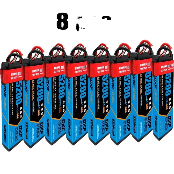 Lipo-batteri, 7.4V, 5200mAh, 50C,8PCS 2S 5200 Deans