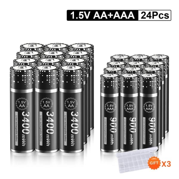 1.5V Ladattavat Litiumioniakut, 3400mWh AA, 900mWh AAA, Nopea Laturi,12AA ja 12AAA