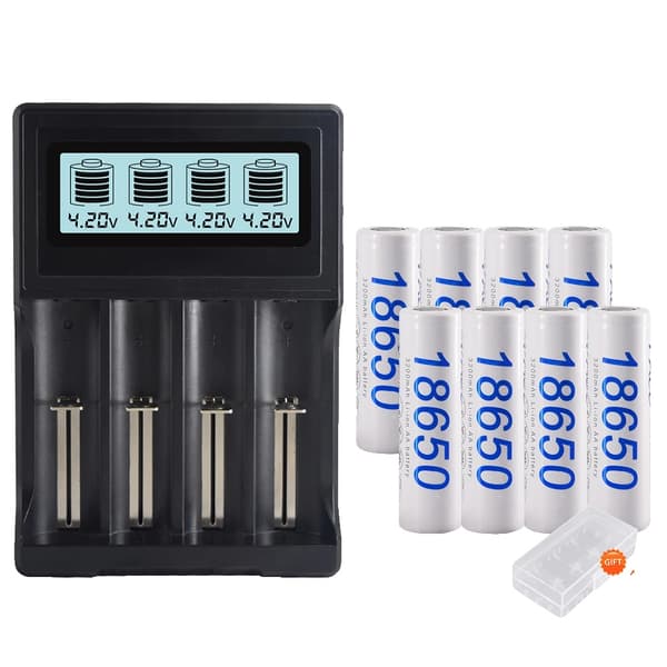 18650 Li-ion batteri, 3200mAh kapacitet, 3.7V spænding, oplader tilgængelig,8Pcs og oplader