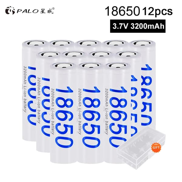 18650 Li-ion batteri, 3200mAh kapacitet, 3.7V spænding, oplader tilgængelig,12 batteri