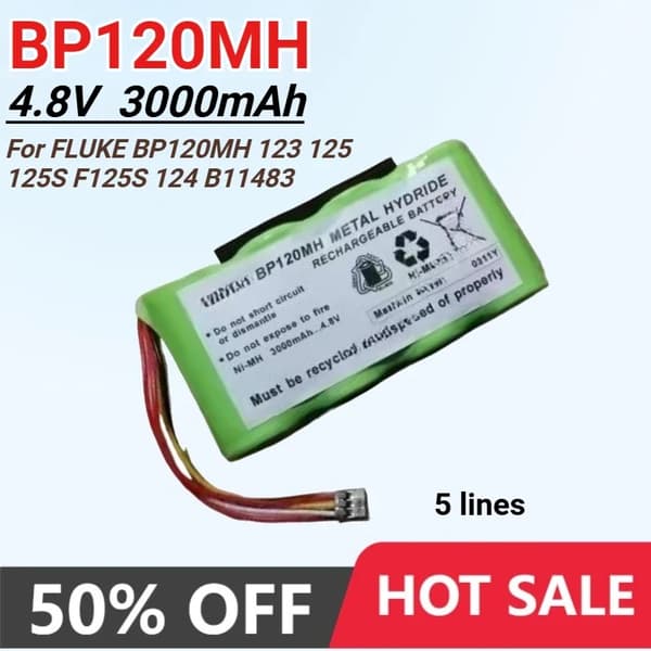 Batteri, 4.8V, 3000mAh, Genopladeligt,BP120MH