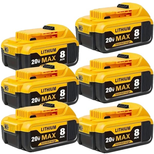 20V Batteri, 8000mAh Kapacitet, Li-Ion Type, Kun Batterier,6PACK 8000mAh