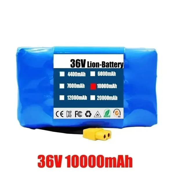 Litiumjonbatteri, 36V 12Ah, 10s2p-konfiguration, kapacitet,10000mAh