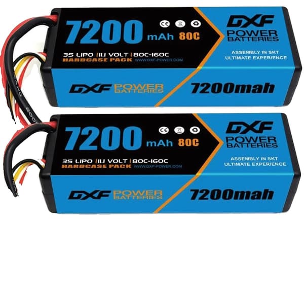 Lithiumbatteri, 7200mAh kapacitet, 11.1V spænding,2PCS 11.1V 7200 XT90