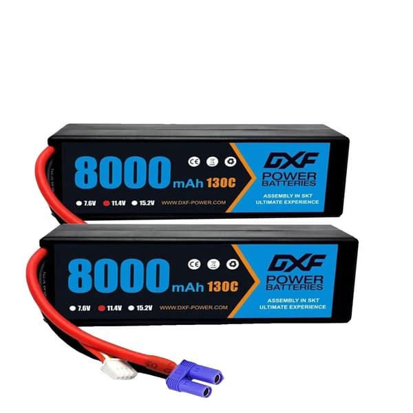 Lipo-batteri, 11,4V, 8000mAh,2PCS 3S 8000 EC5