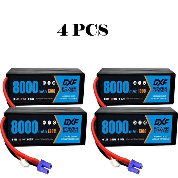 Lipo-batteri, 11,4V, 8000mAh,4PCS 3S 8000 EC5
