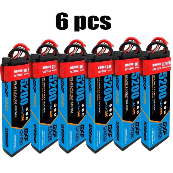 Lipo-batteri, 5200mAh, 7.4V 50C,6PCS 2S 5200 Deans