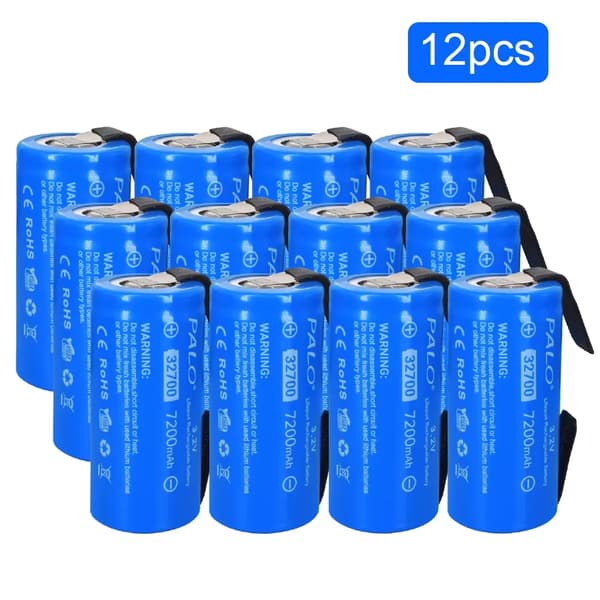 LiFePO4 genopladeligt batteri, 7200mAh kapacitet, 3.2V spænding,12PCS Batteri