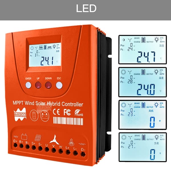 3000W Hybrid Vind Sol MPPT Laddningskontroll - 12V 24V 48V Lifepo4 Litium Blysyra Batteri