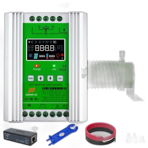 3000W Hybrid Vind Sol Opladningsforstærker Kontroller - MPPT Board, Wifi Monitor, Lifepo4 Equalizer