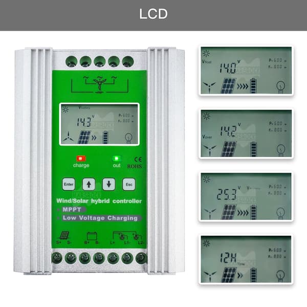 1400W 10A-30A MPPT Tuuli-Aurinko Hybridi Ohjain - 12V/24V Päästökuorma